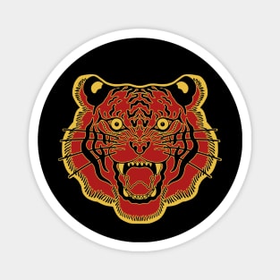 Red and Gold Traditional Tiger Face Magnet